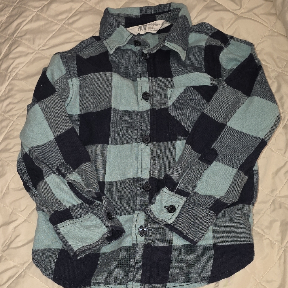 Plaid Kids Shirt - Blue and Black 2T (Katie #9)